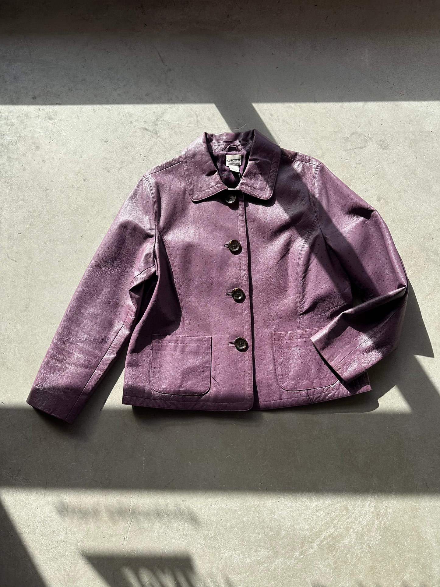 Purple Ostrich Leather Jacket
