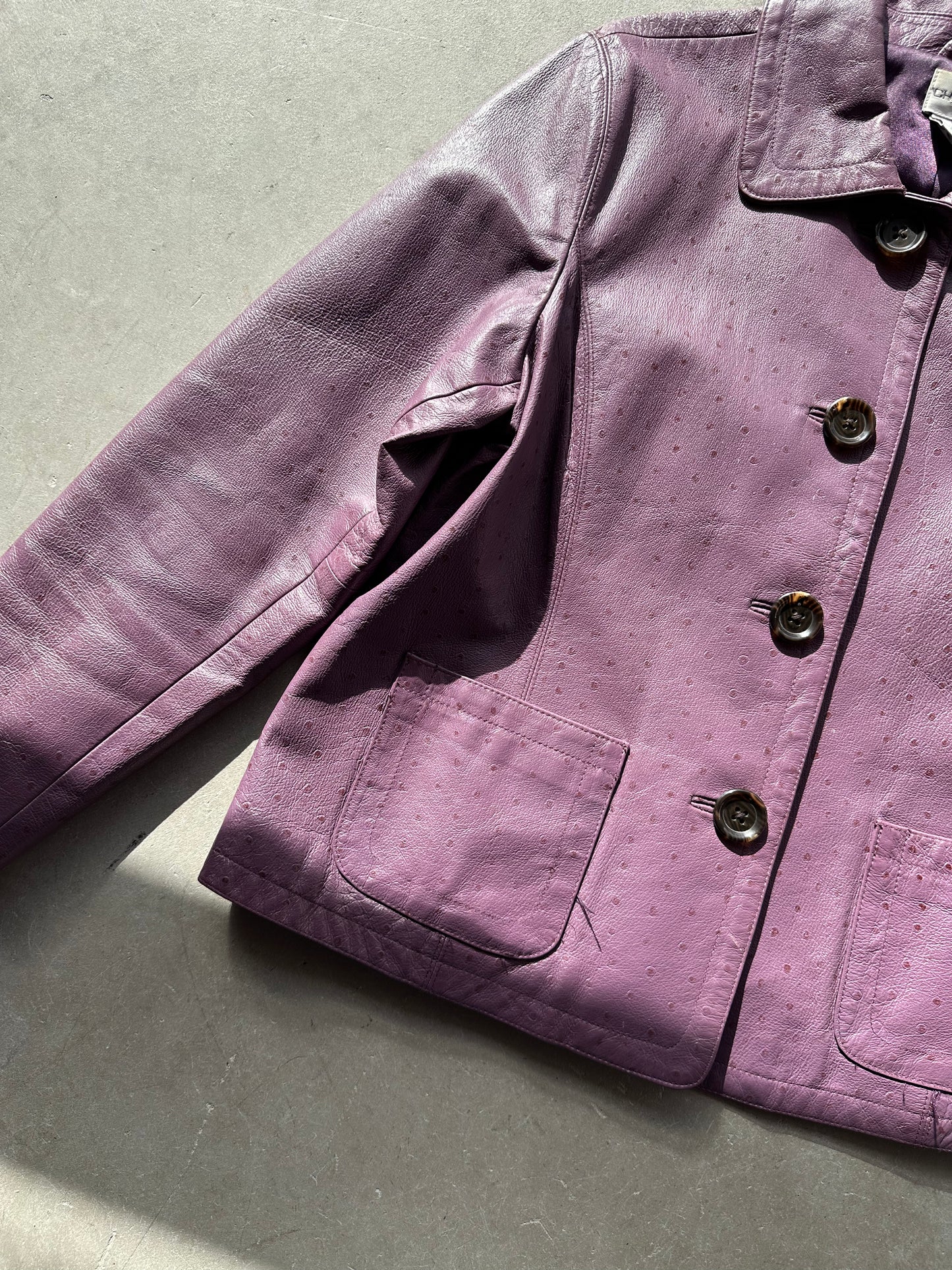 Purple Ostrich Leather Jacket