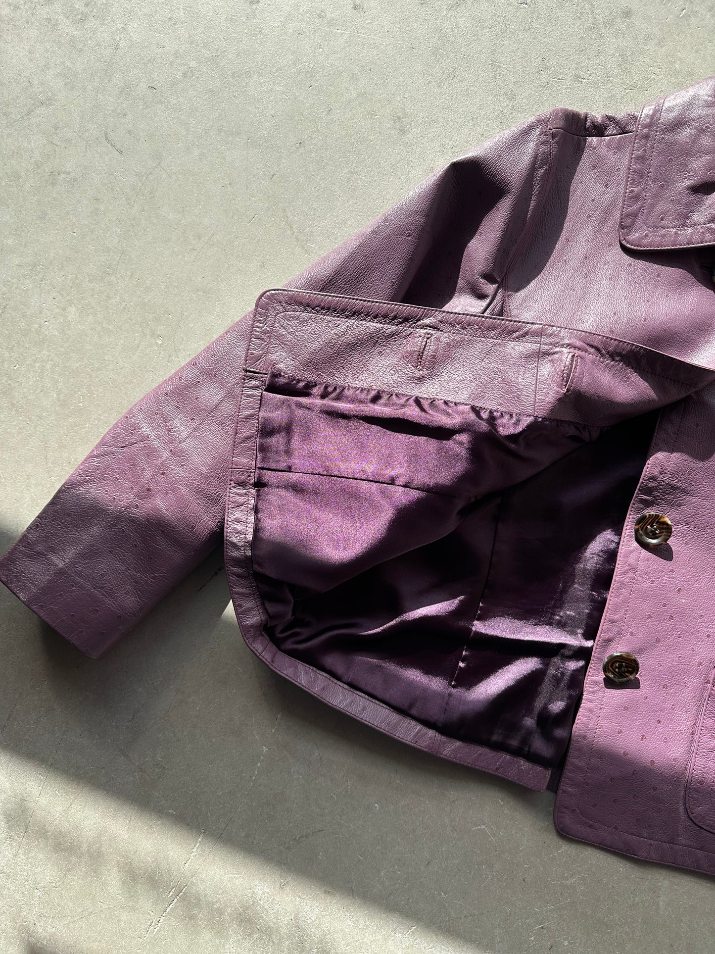Purple Ostrich Leather Jacket