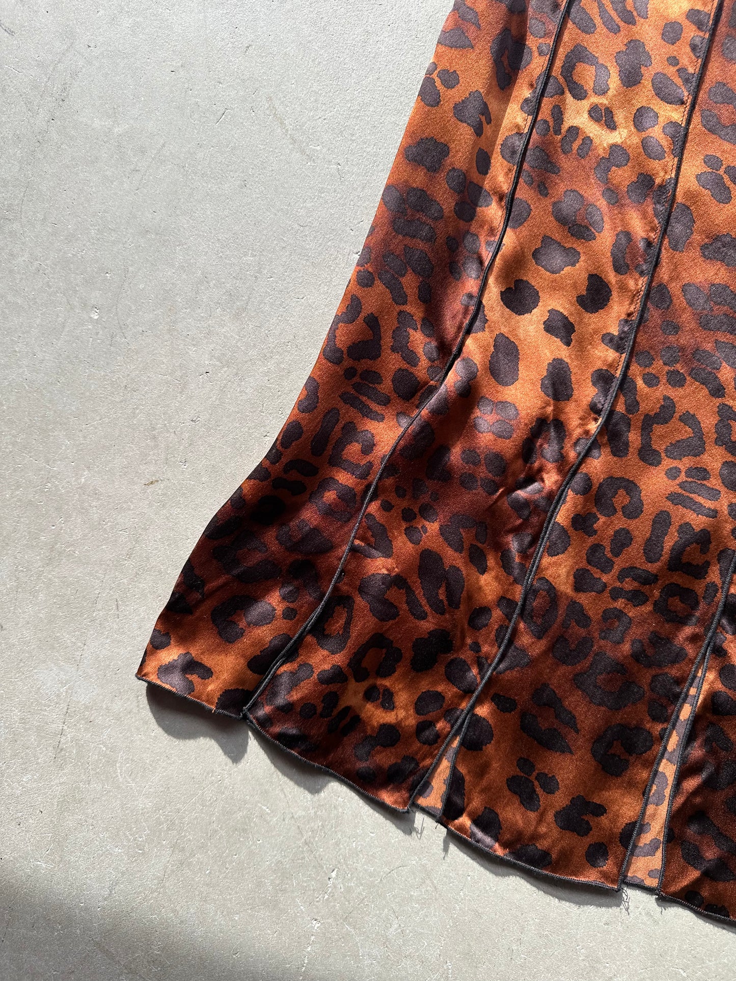 Brown Silk Leopard Print Car Wash Skirt