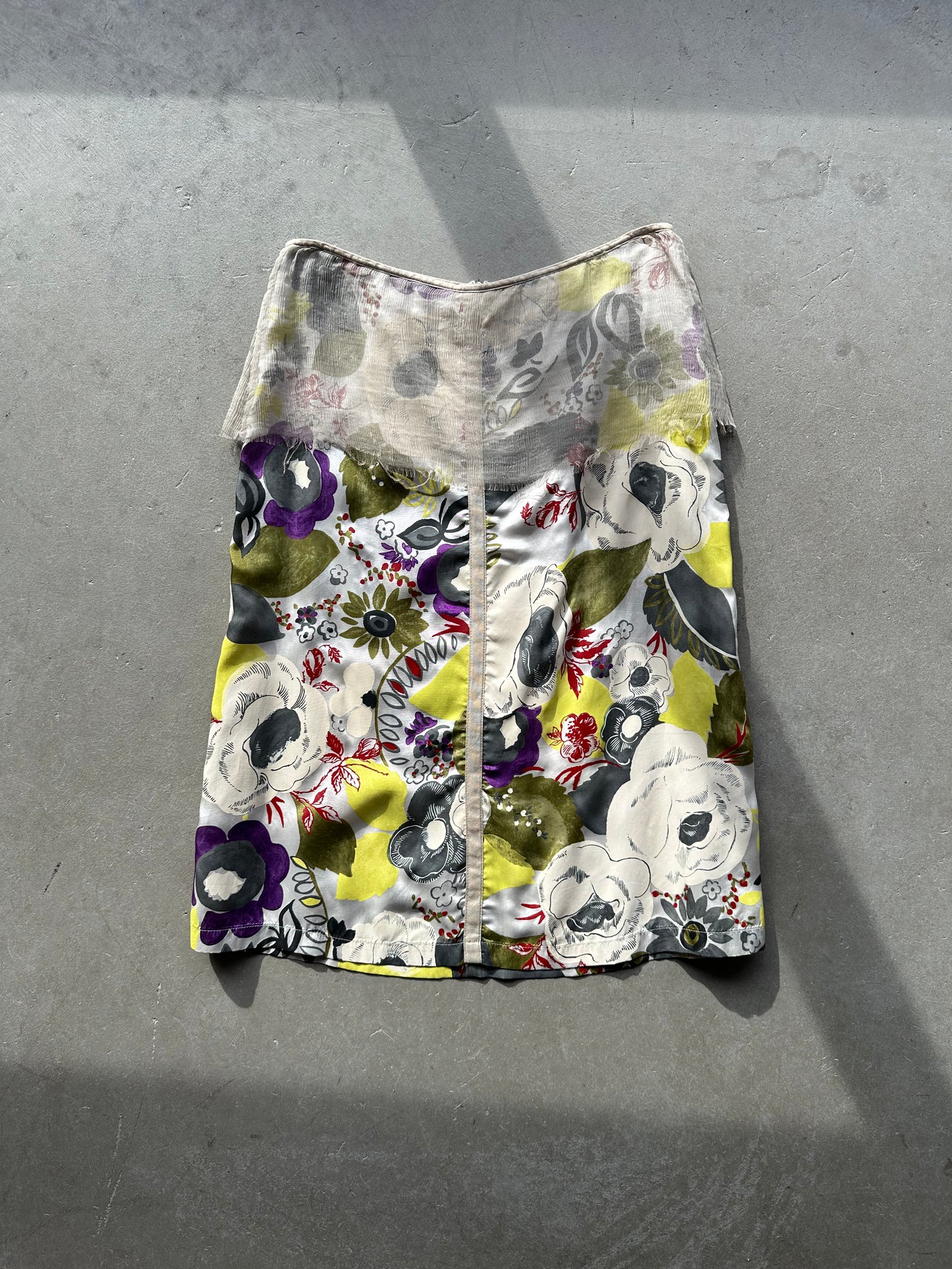 Floral Dries Van Noten Skirt With Sheer Overlay