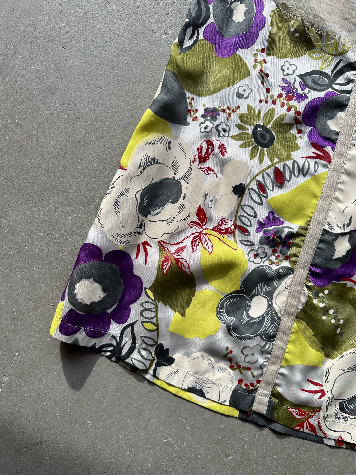 Floral Dries Van Noten Skirt With Sheer Overlay