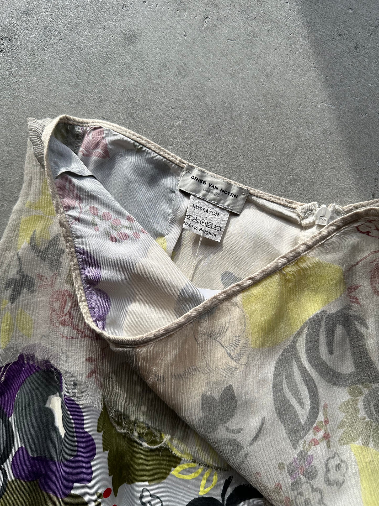 Floral Dries Van Noten Skirt With Sheer Overlay