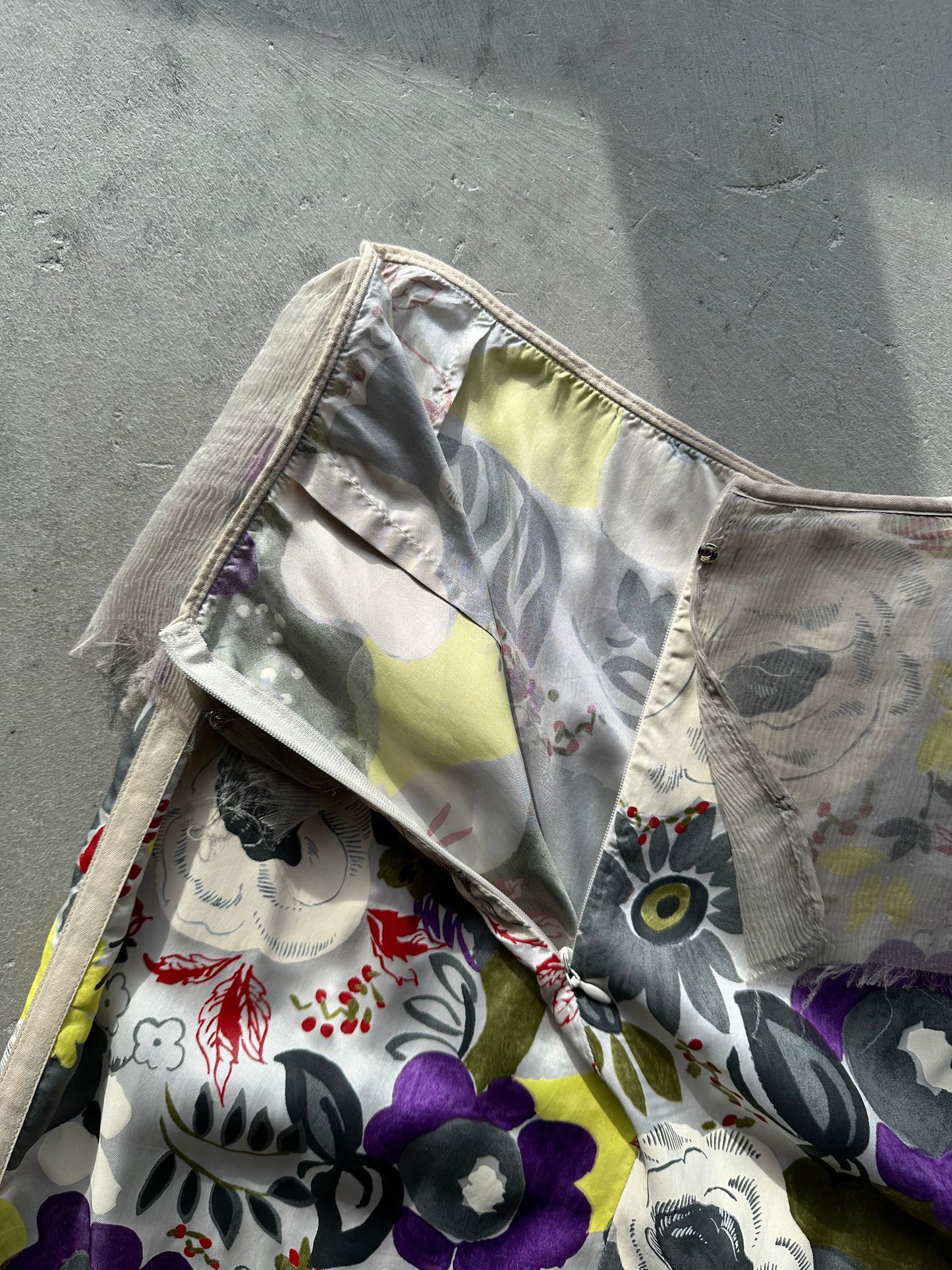 Floral Dries Van Noten Skirt With Sheer Overlay