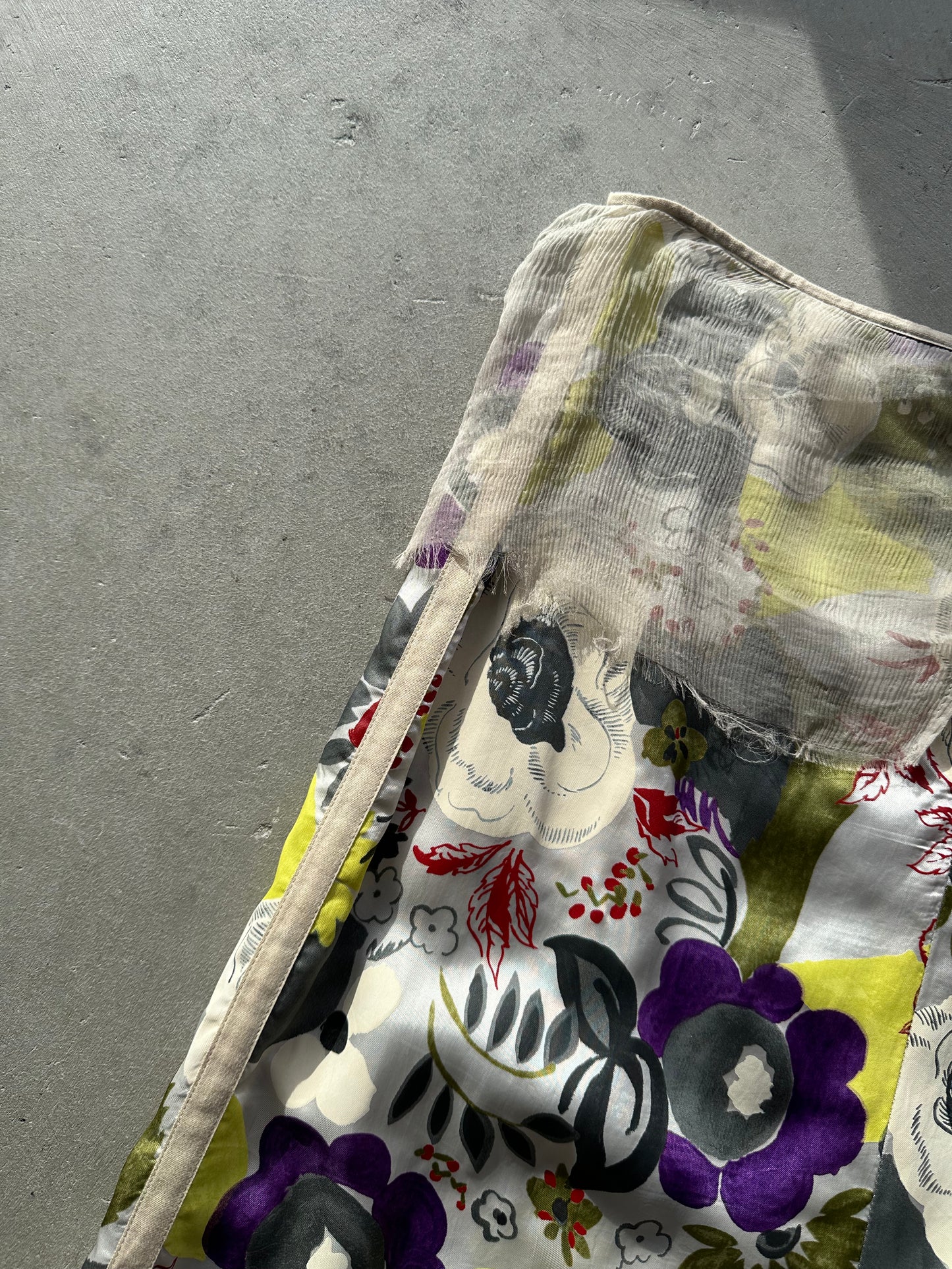 Floral Dries Van Noten Skirt With Sheer Overlay