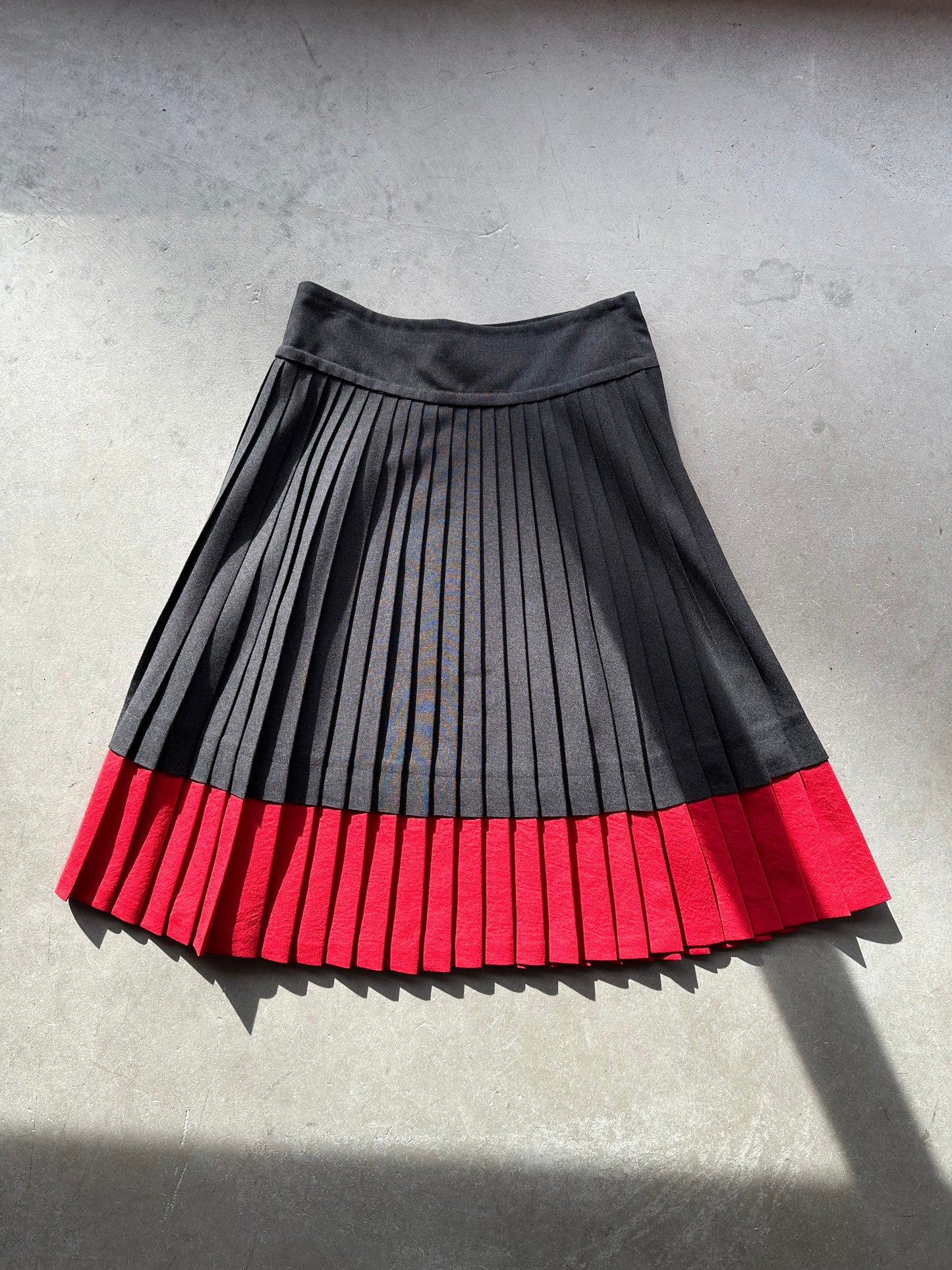 Gray and Red Marc by Marc Jacobs Pleated Wool Skirt
