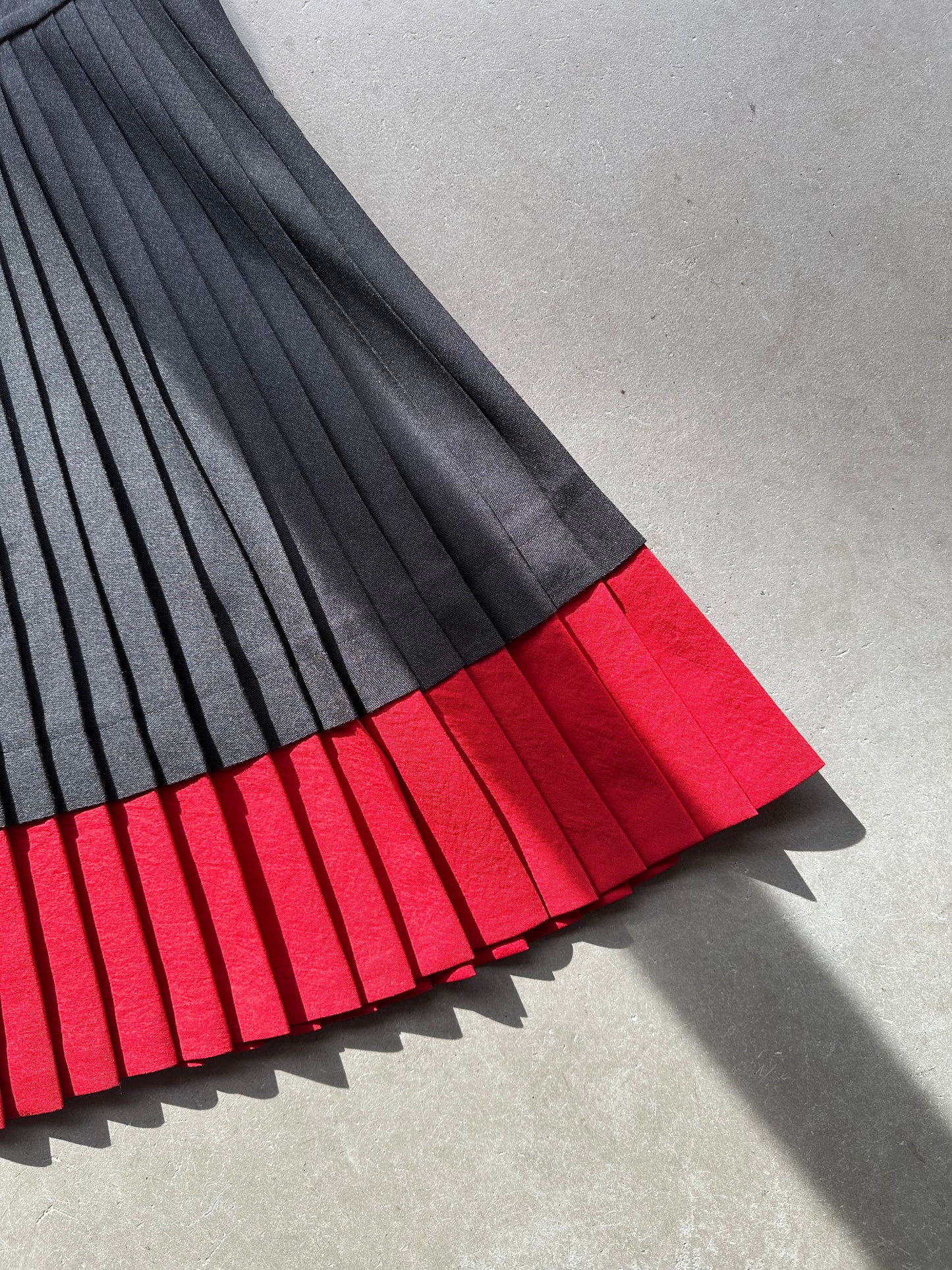 Gray and Red Marc by Marc Jacobs Pleated Wool Skirt