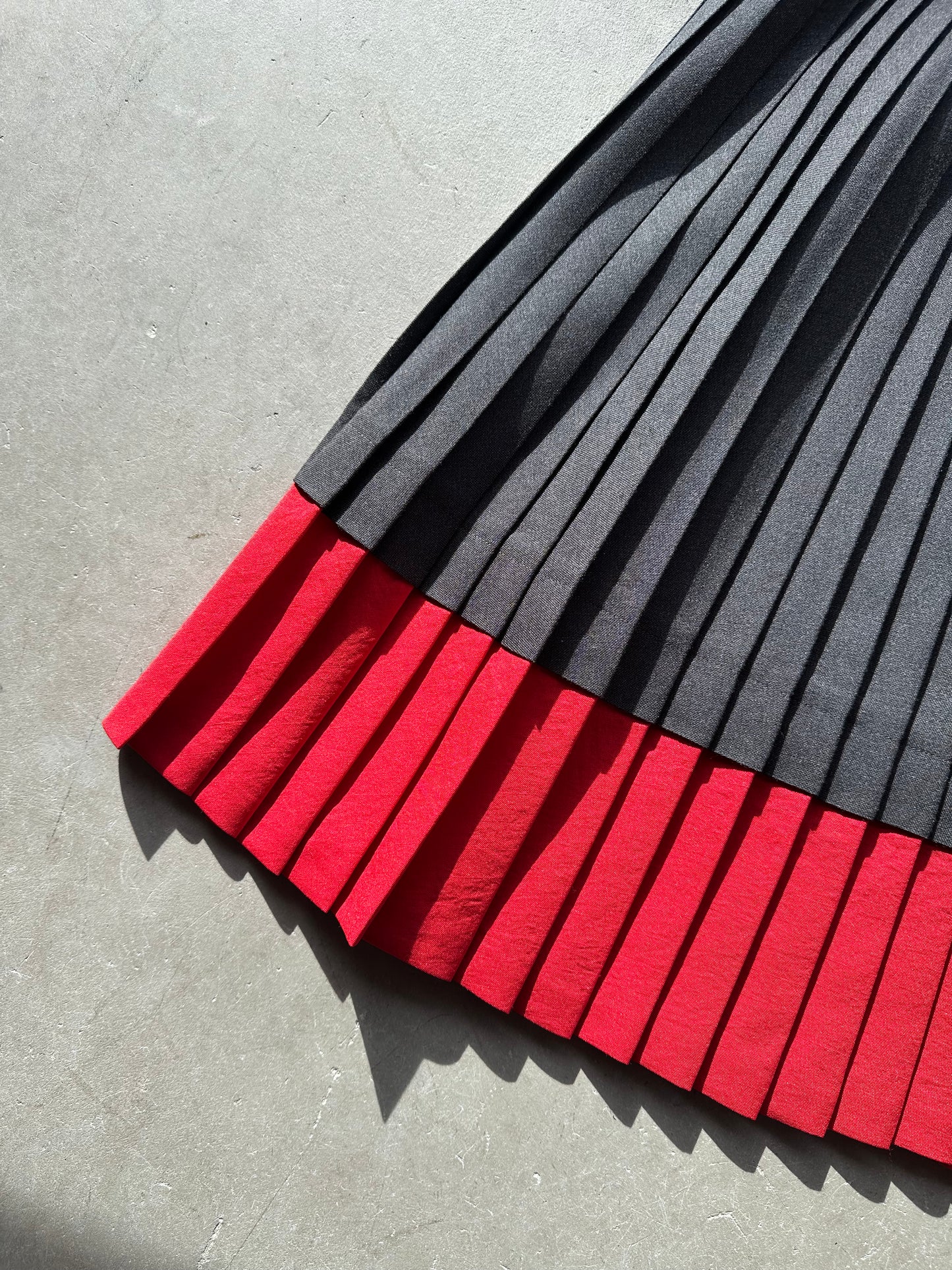 Gray and Red Marc by Marc Jacobs Pleated Wool Skirt