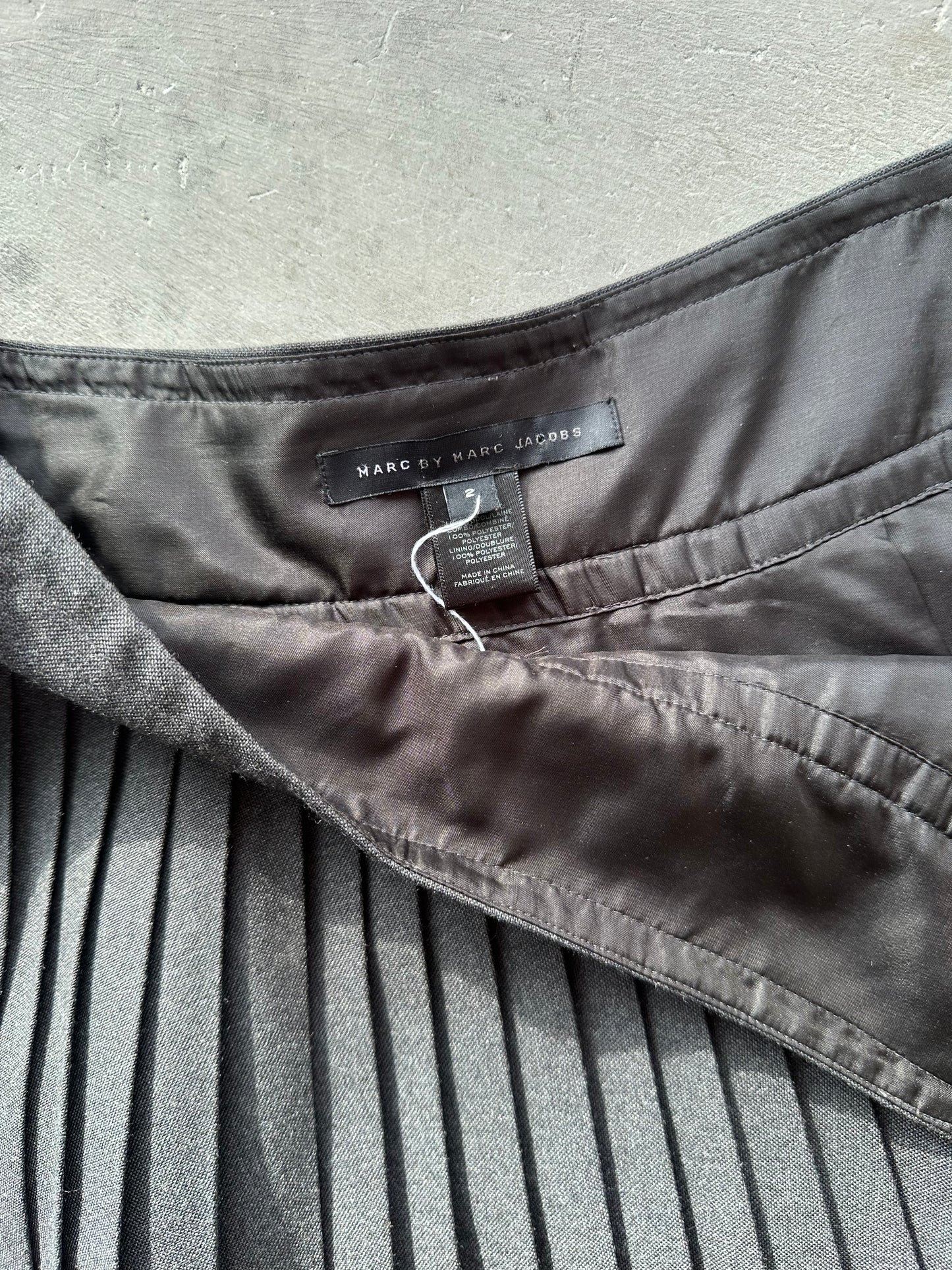 Gray and Red Marc by Marc Jacobs Pleated Wool Skirt
