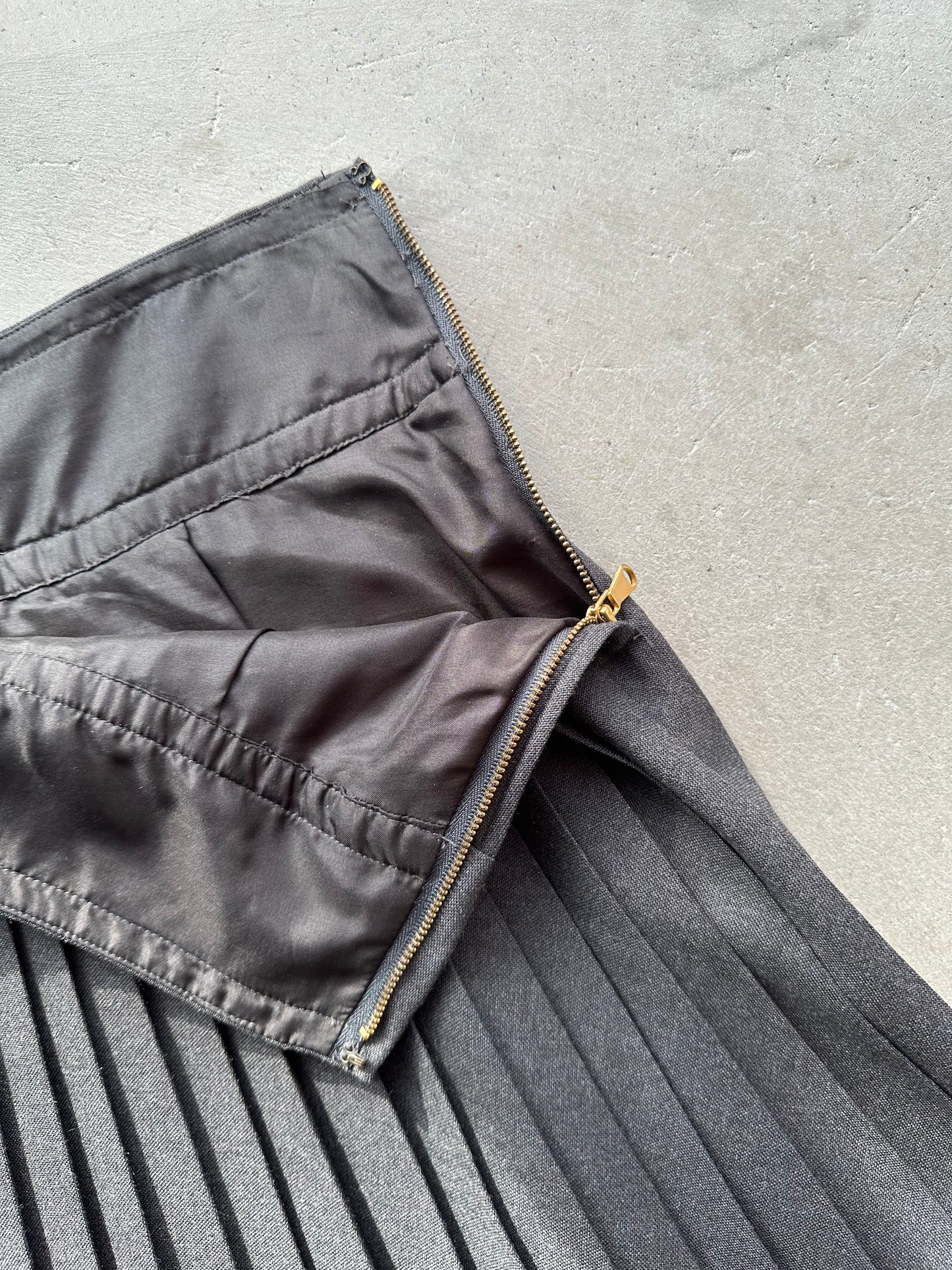 Gray and Red Marc by Marc Jacobs Pleated Wool Skirt