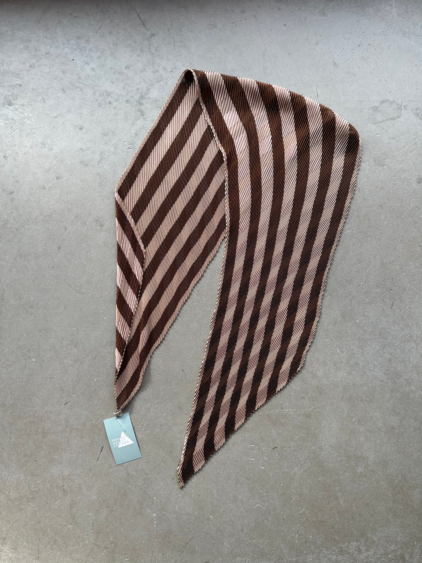 Brown and Tan Micro-Pleated Silk Scarf