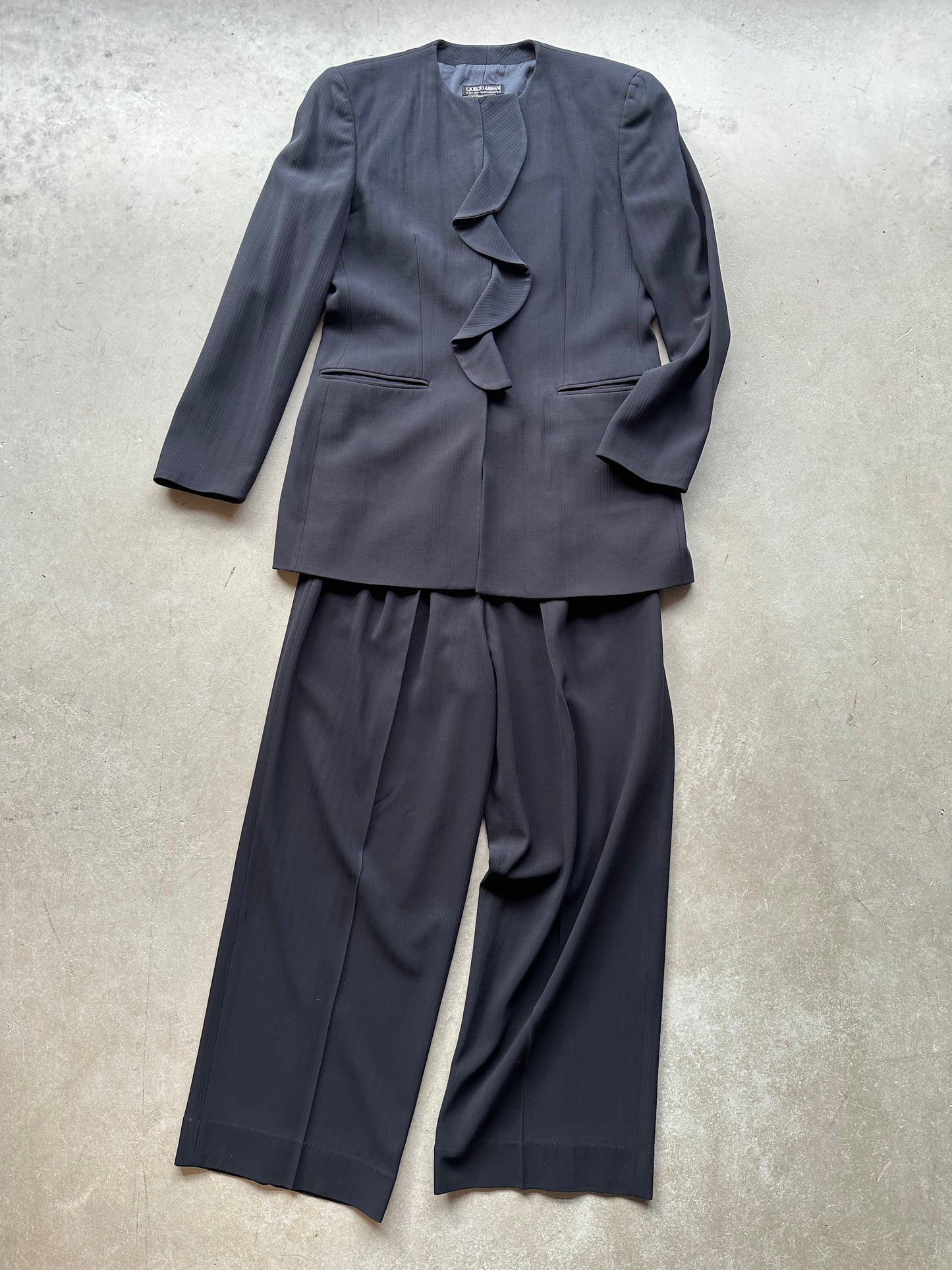 Navy Wool Giorgio Armani Two-Piece Pant Suit