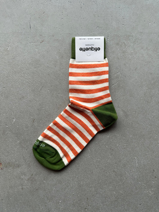 Orange, Ivory, and Green Striped Socks New With Tags