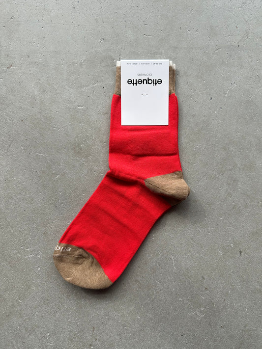 Red, Camel, and Ivory Socks New With Tags