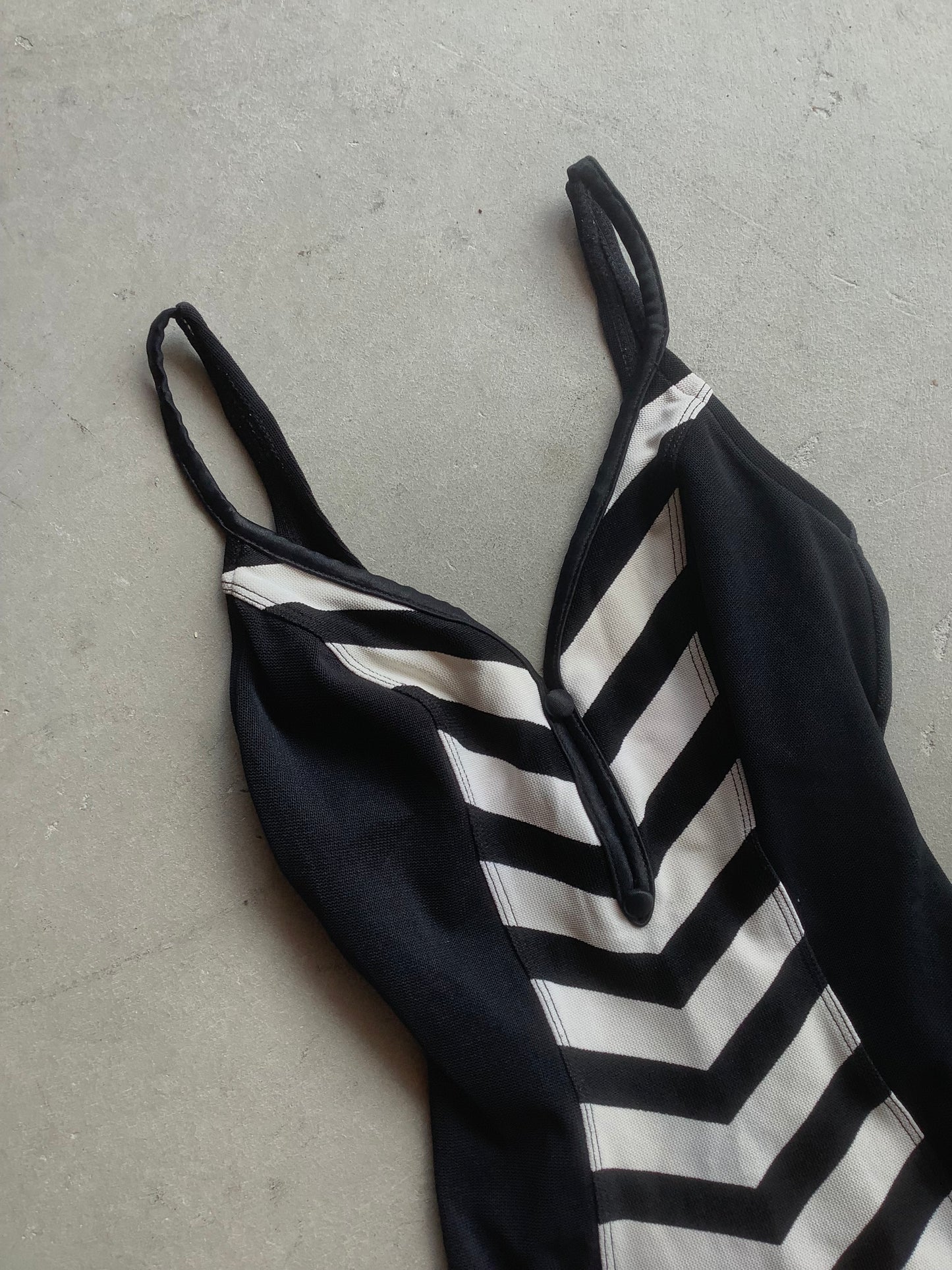 Black and White Striped One Piece Swimsuit