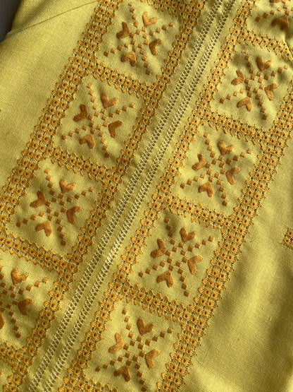 Yellow Mod Mini Embroidered Shift Dress