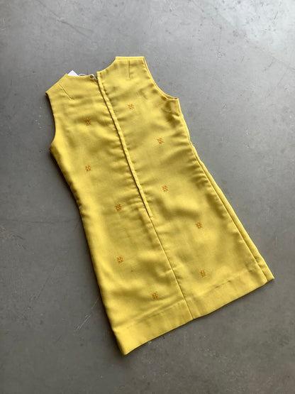 Yellow Mod Mini Embroidered Shift Dress