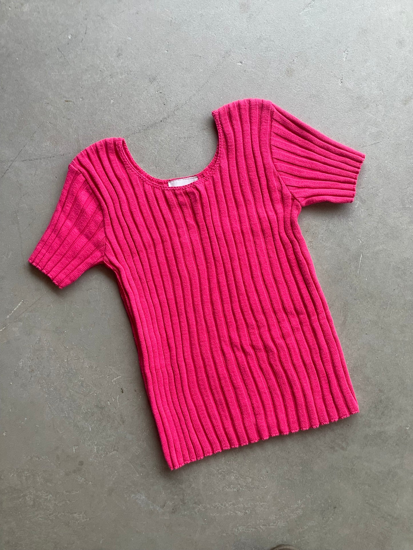 Ribbed Pink Short Sleeve