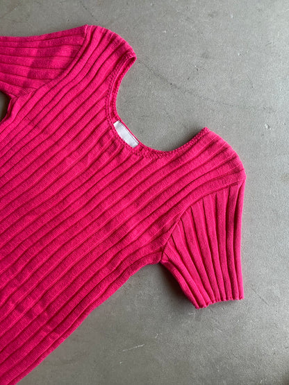 Ribbed Pink Short Sleeve