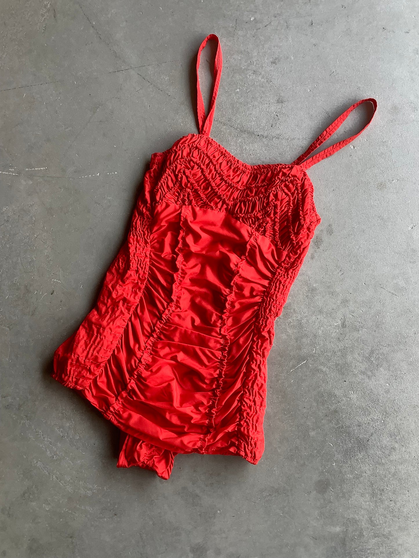 1950s Jantzen Ruched Red One Piece Sun Suit