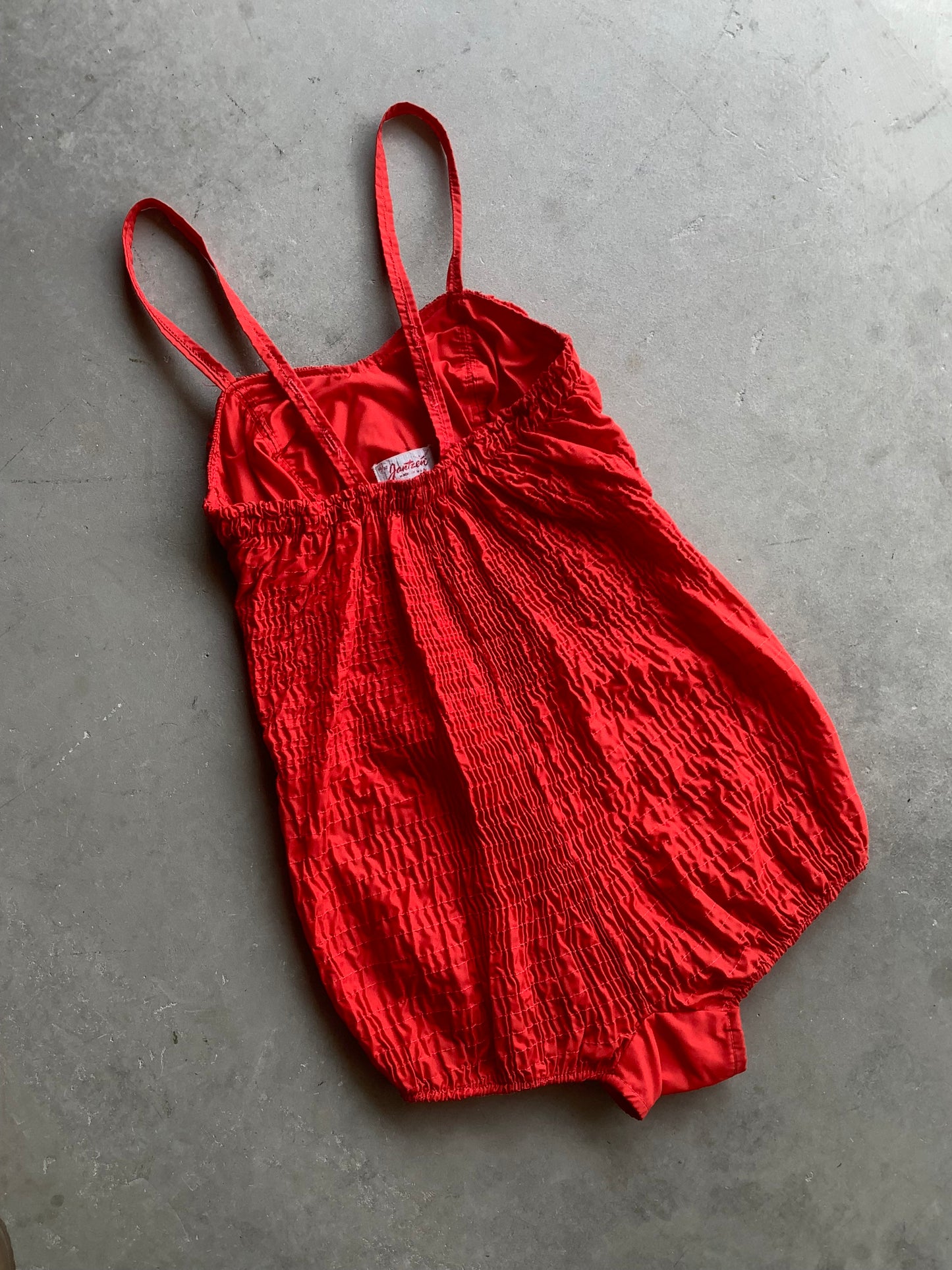 1950s Jantzen Ruched Red One Piece Sun Suit