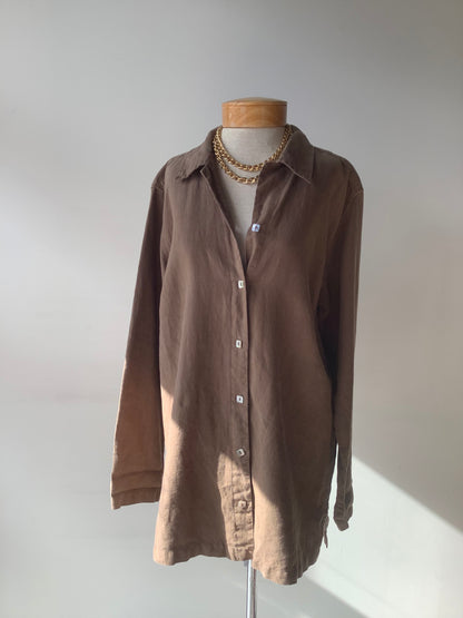 Brown linen long top