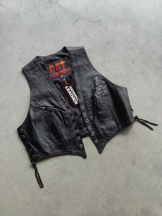 Cropped Leather Biker Vest