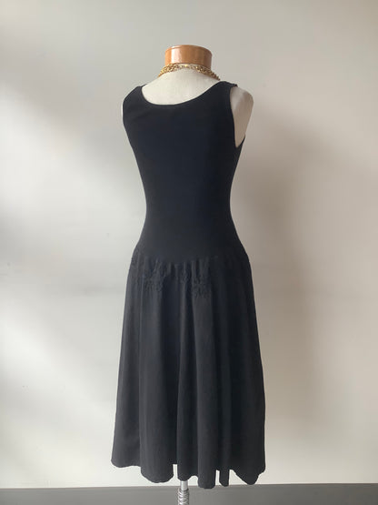 Black cotton midi dress
