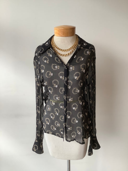 Sheer silk beaded blouse