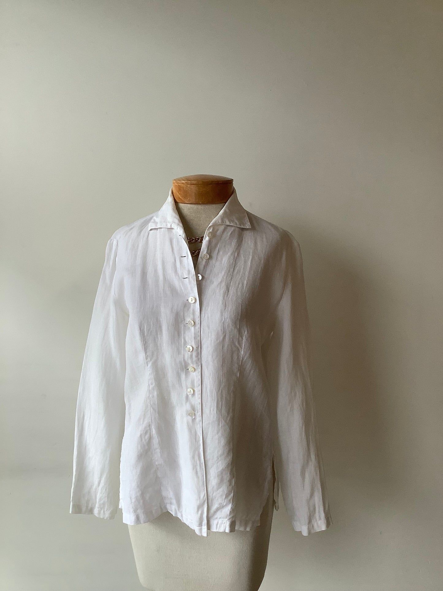 Sheer white linen blouse