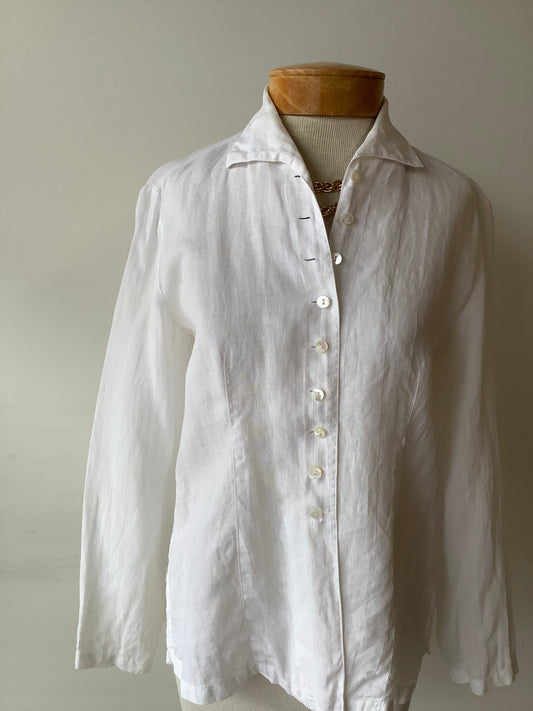 Sheer white linen blouse