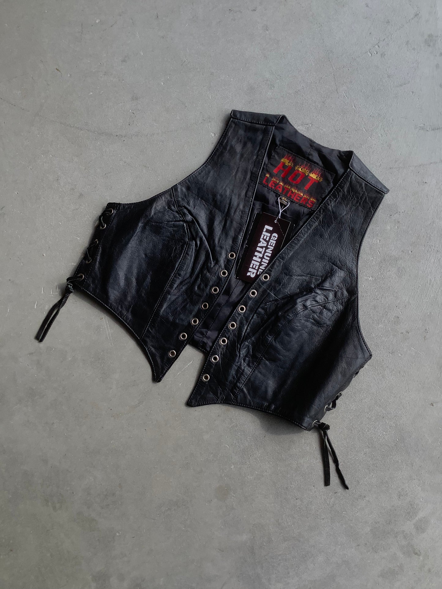 Cropped Leather Biker Vest