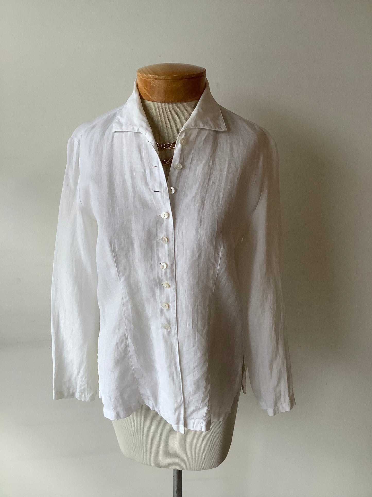 Sheer white linen blouse