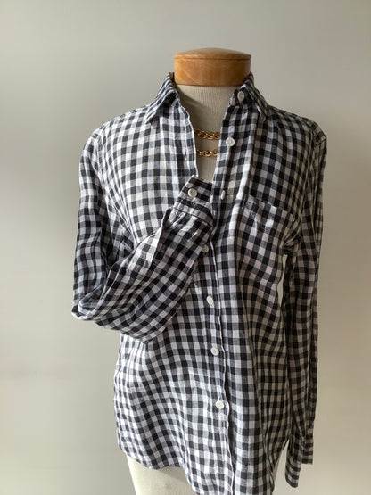 Black and white gingham linen shirt