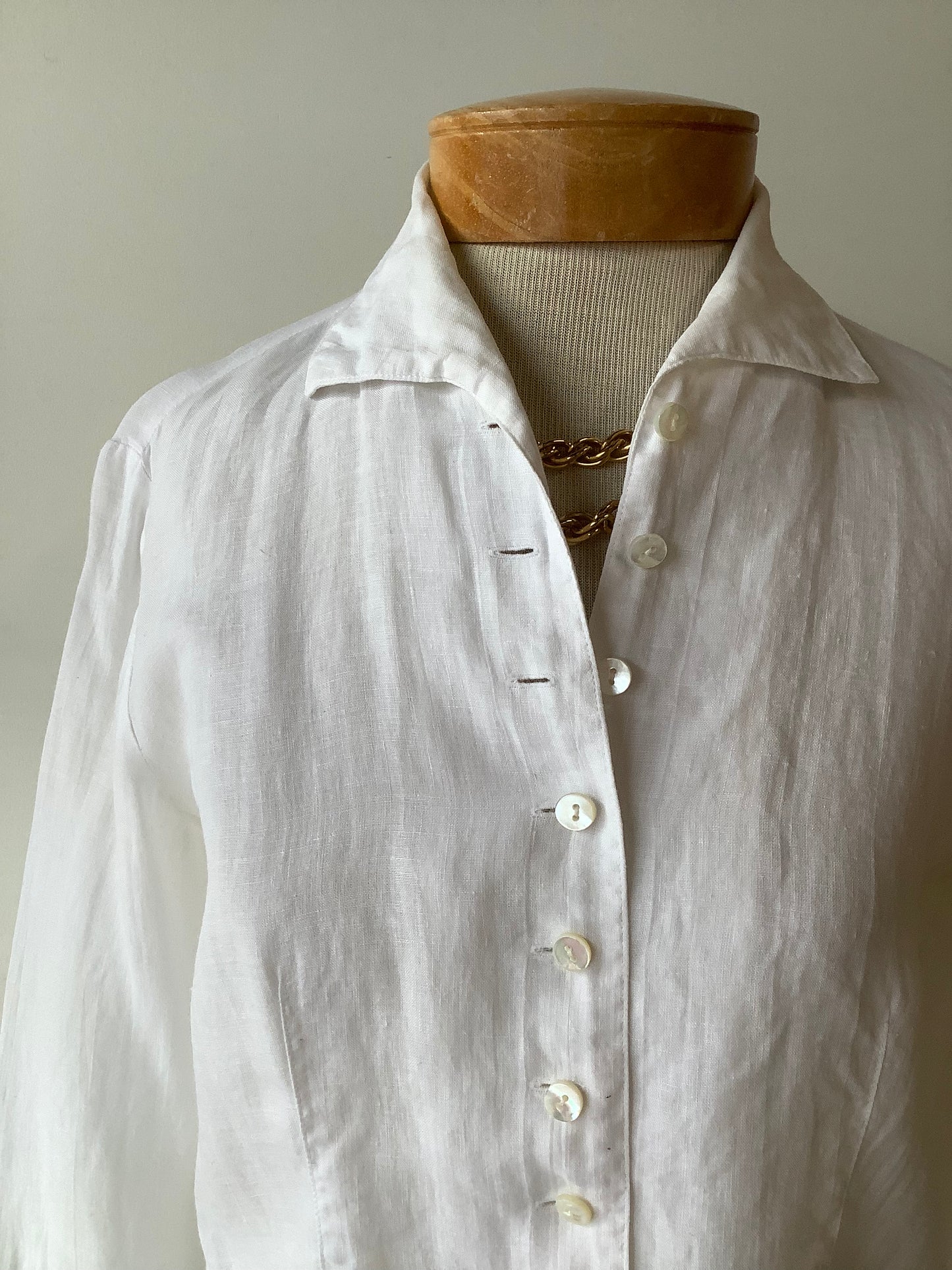 Sheer white linen blouse