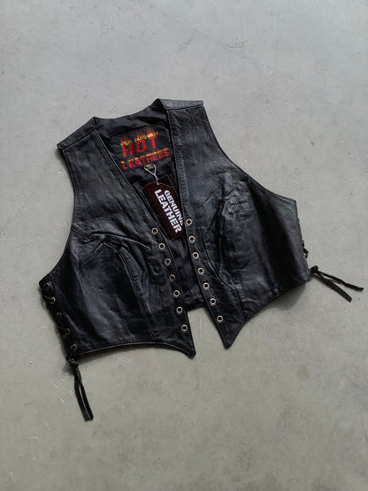 Cropped Leather Biker Vest