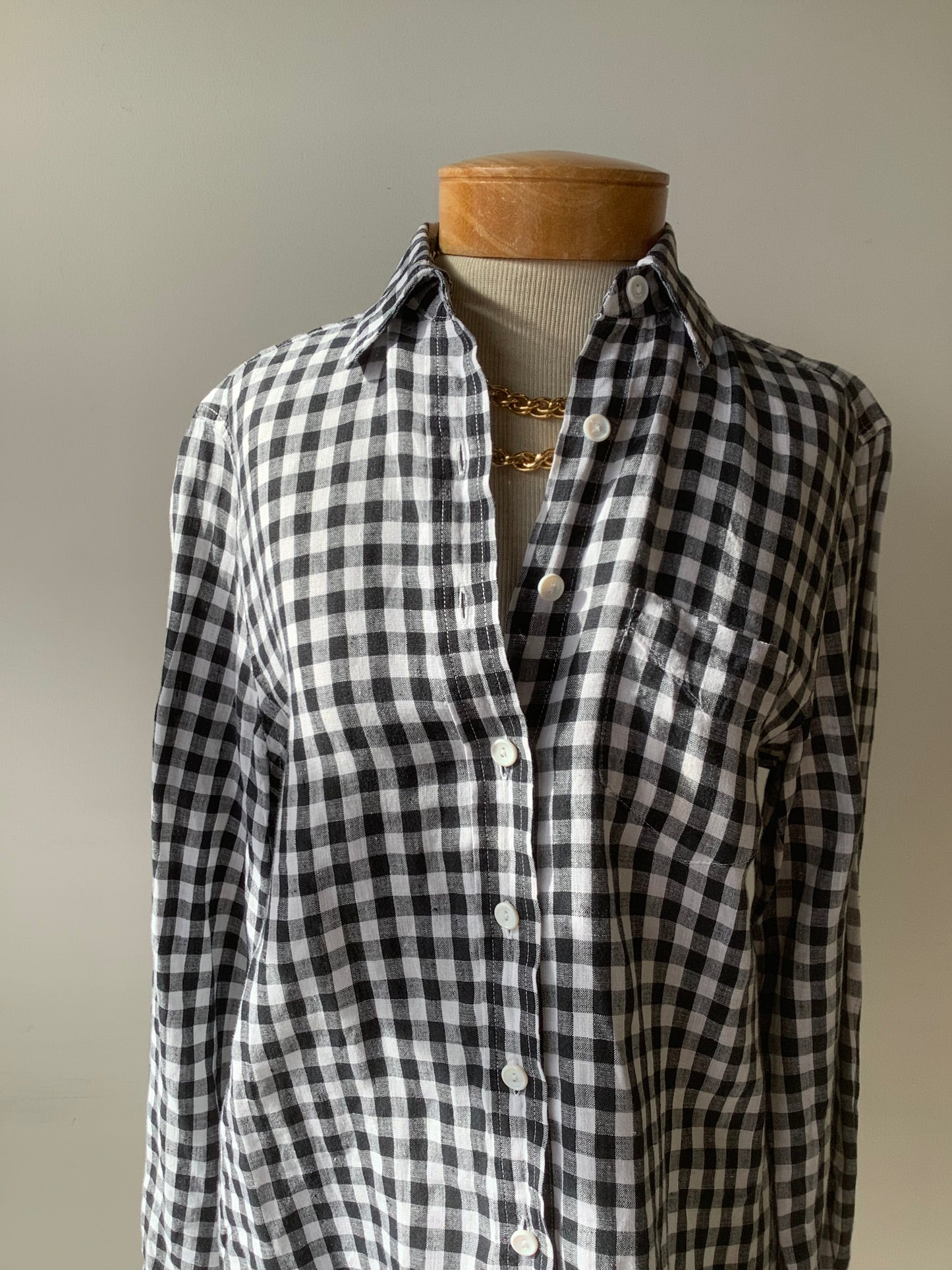 Black and white gingham linen shirt