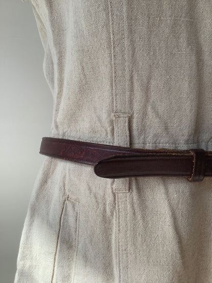 Dark brown leather skinny belt