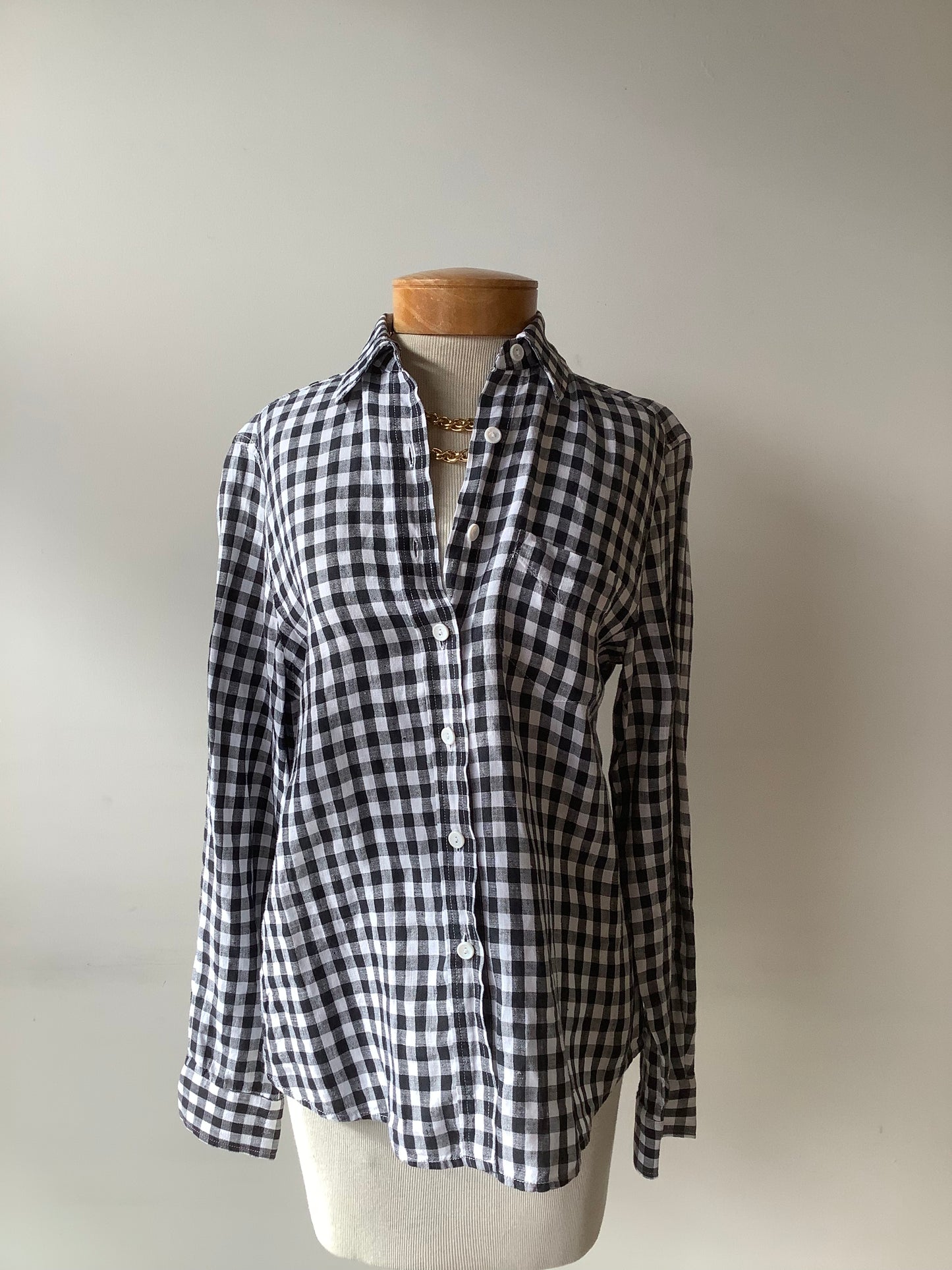 Black and white gingham linen shirt