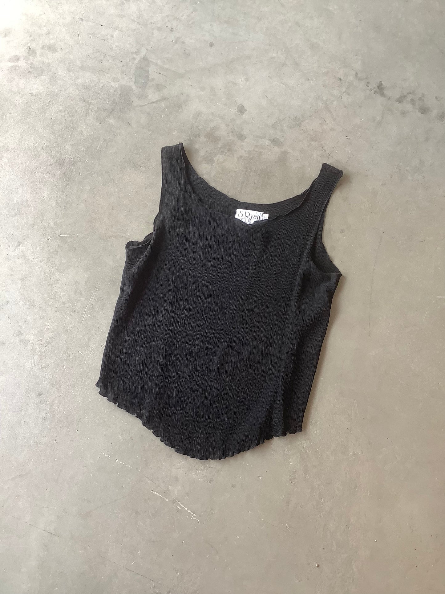 Silk micro pleat tank