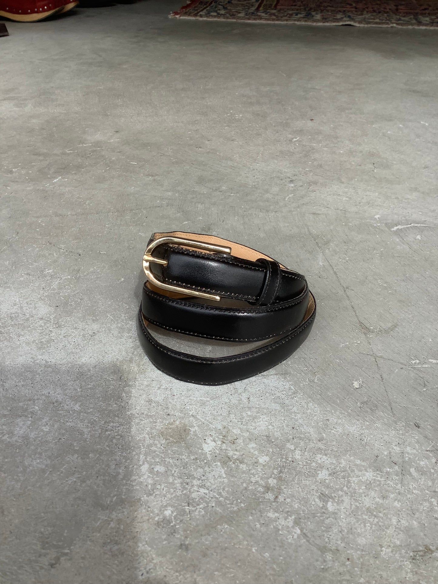 Black Leather Skinny Belt