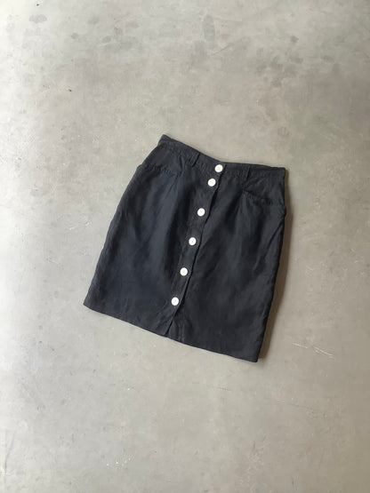 Black linen pencil skirt