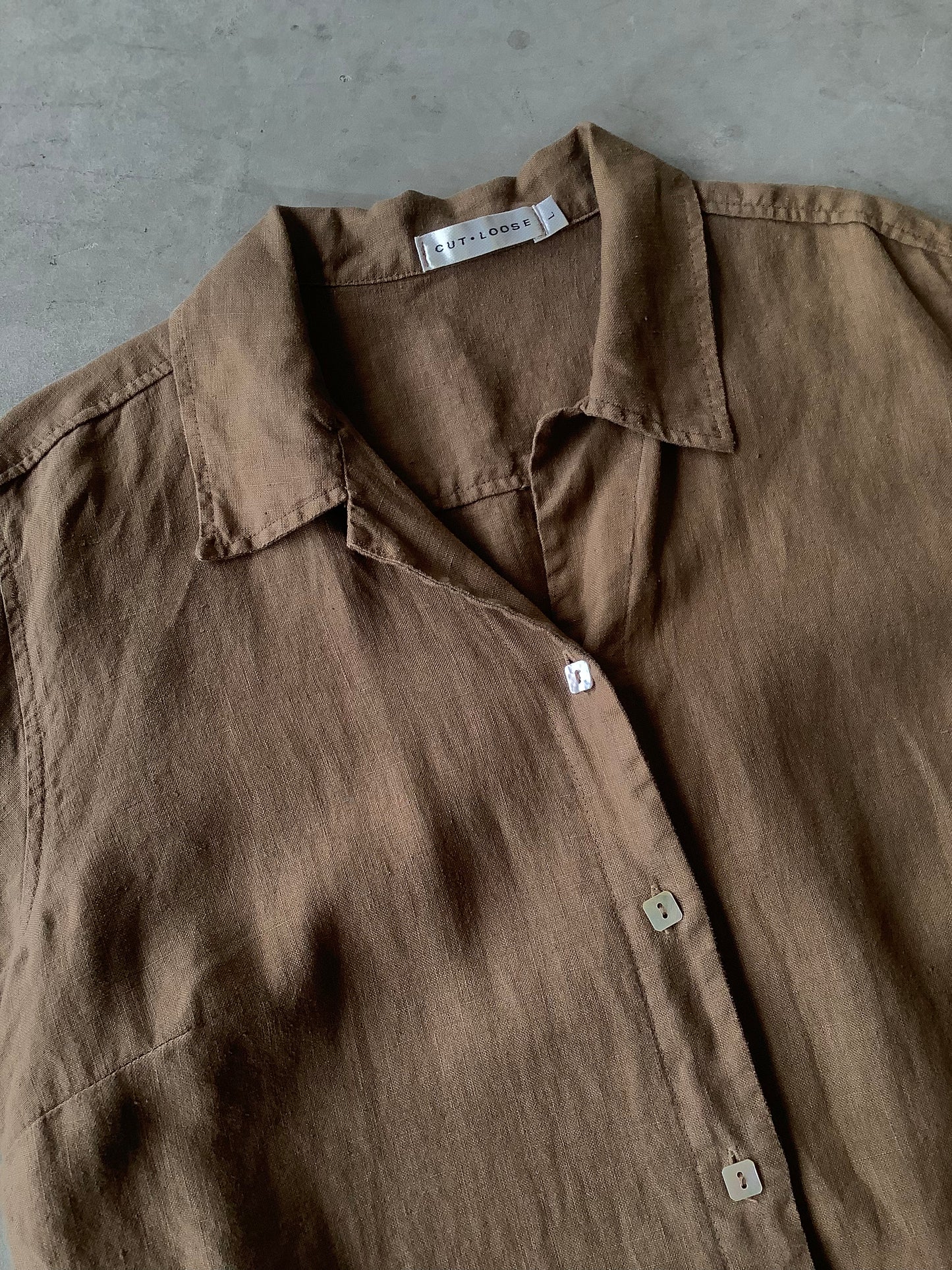 Brown linen long top