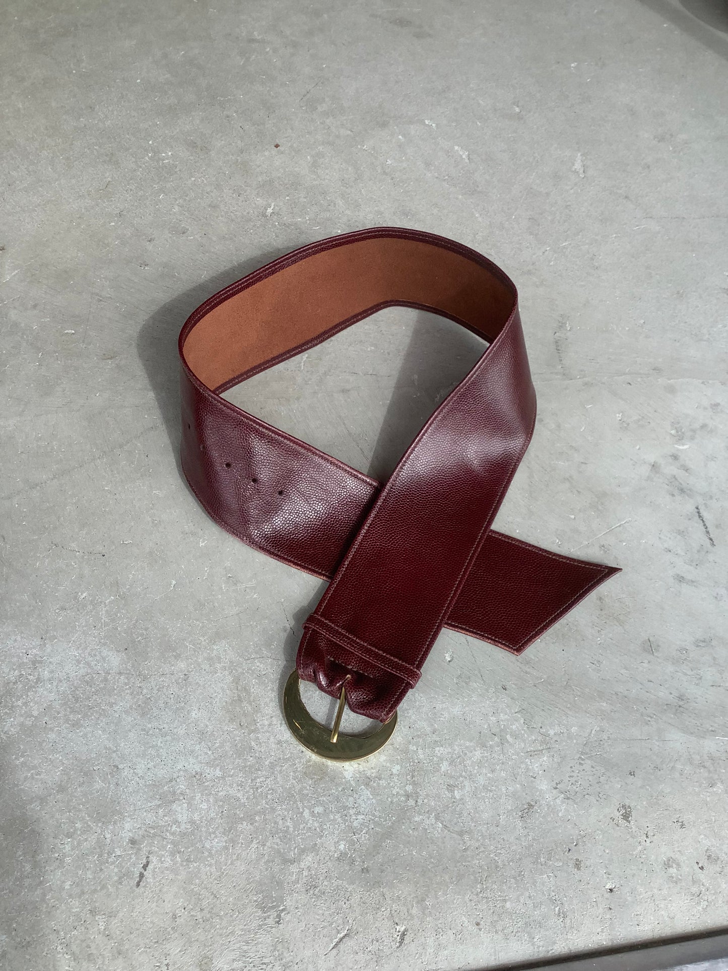 Oxblood leather wide belt