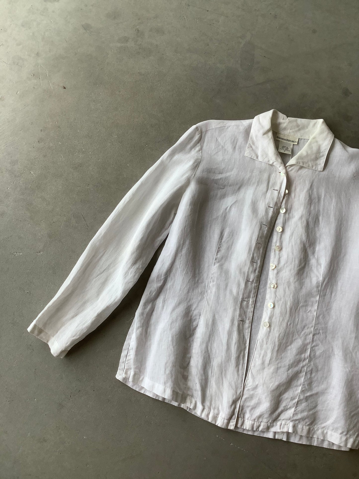 Sheer white linen blouse