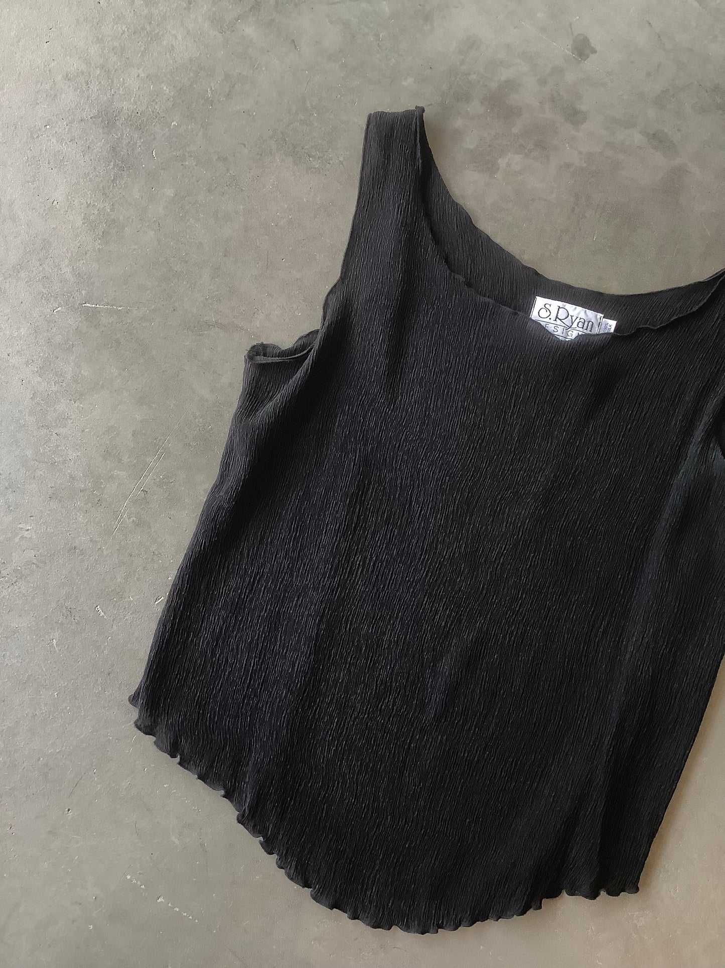 Silk micro pleat tank